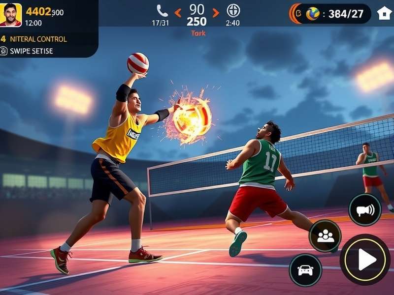 Volley Titan control tutorial showing swipe gestures